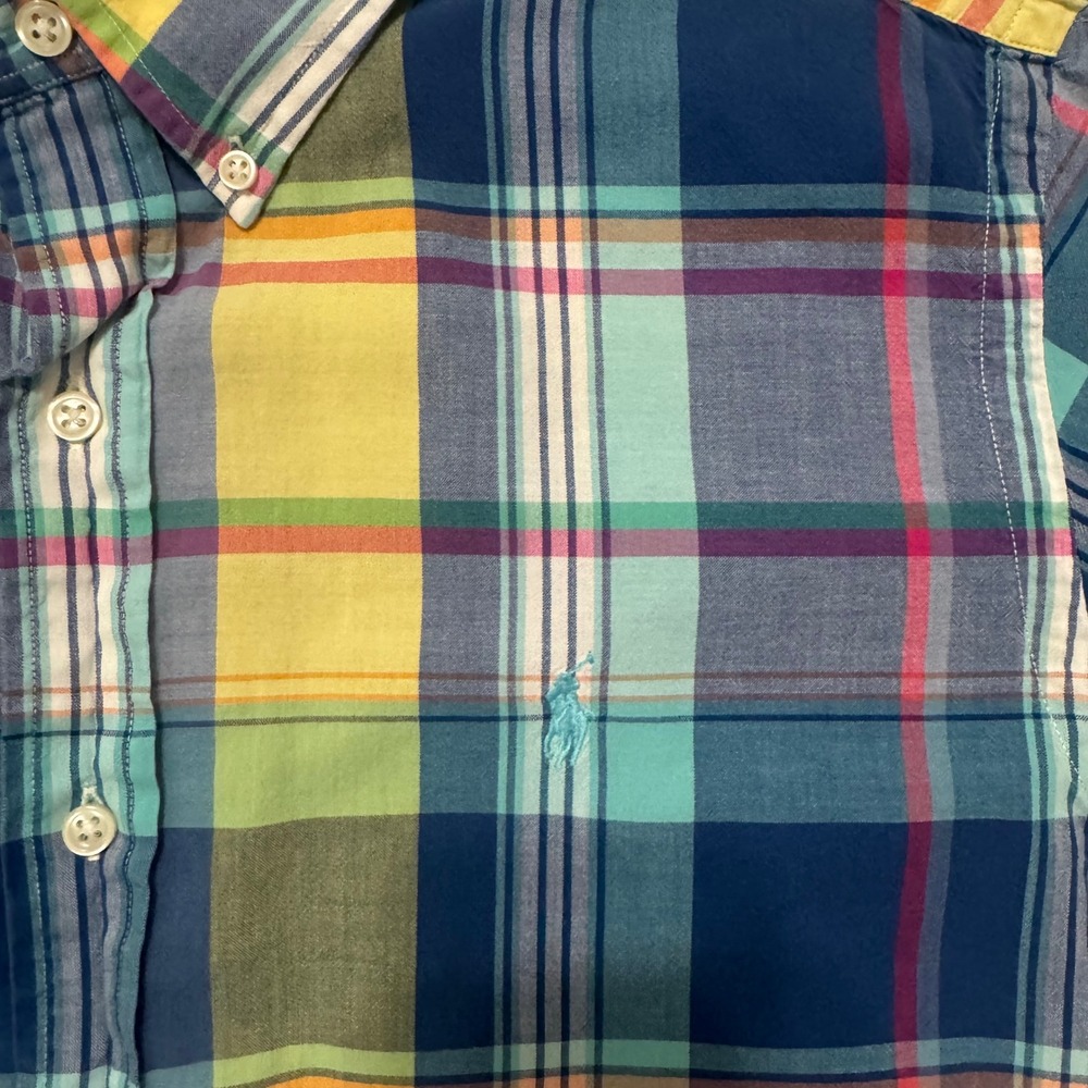 Ralph Lauren Button Down Shirt Mens L Multi Color Plaid Classic Fit Short Sleeve - Picture 3 of 7